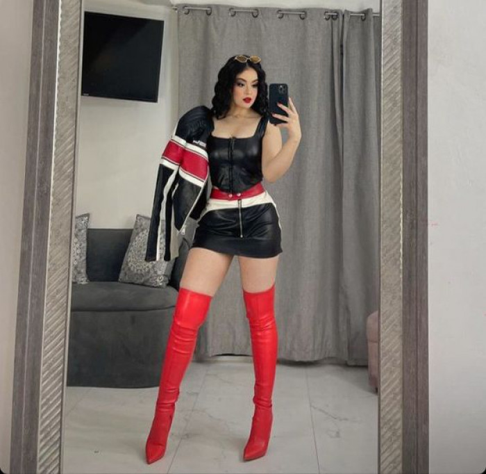 Latina baddie red boots